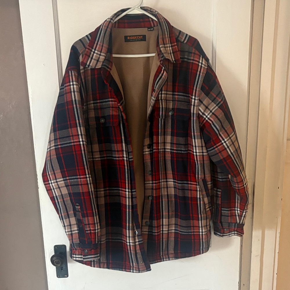 Ridgecut Men's Red and Black Plaid Shirt Jacket